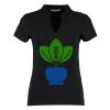 Women's corporate short-sleeved top v-neck mandarin collar (regular fit) Thumbnail