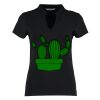 Women's corporate short-sleeved top v-neck mandarin collar (regular fit) Thumbnail