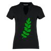 Women's corporate short-sleeved top v-neck mandarin collar (regular fit) Thumbnail