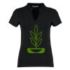 Women's corporate short-sleeved top v-neck mandarin collar (regular fit) Thumbnail