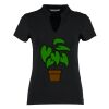Women's corporate short-sleeved top v-neck mandarin collar (regular fit) Thumbnail