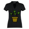 Women's corporate short-sleeved top v-neck mandarin collar (regular fit) Thumbnail