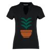 Women's corporate short-sleeved top v-neck mandarin collar (regular fit) Thumbnail