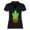 Women's corporate short-sleeved top v-neck mandarin collar (regular fit) Thumbnail
