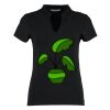 Women's corporate short-sleeved top v-neck mandarin collar (regular fit) Thumbnail