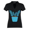 Women's corporate short-sleeved top v-neck mandarin collar (regular fit) Thumbnail