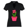 Women's corporate short-sleeved top v-neck mandarin collar (regular fit) Thumbnail