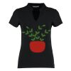 Women's corporate short-sleeved top v-neck mandarin collar (regular fit) Thumbnail