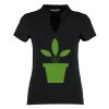 Women's corporate short-sleeved top v-neck mandarin collar (regular fit) Thumbnail