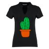 Women's corporate short-sleeved top v-neck mandarin collar (regular fit) Thumbnail