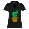 Women's corporate short-sleeved top v-neck mandarin collar (regular fit) Thumbnail