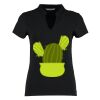 Women's corporate short-sleeved top v-neck mandarin collar (regular fit) Thumbnail