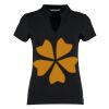 Women's corporate short-sleeved top v-neck mandarin collar (regular fit) Thumbnail