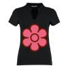 Women's corporate short-sleeved top v-neck mandarin collar (regular fit) Thumbnail