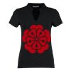 Women's corporate short-sleeved top v-neck mandarin collar (regular fit) Thumbnail