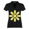 Women's corporate short-sleeved top v-neck mandarin collar (regular fit) Thumbnail