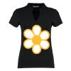 Women's corporate short-sleeved top v-neck mandarin collar (regular fit) Thumbnail