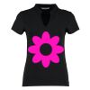 Women's corporate short-sleeved top v-neck mandarin collar (regular fit) Thumbnail