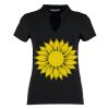 Women's corporate short-sleeved top v-neck mandarin collar (regular fit) Thumbnail