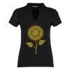 Women's corporate short-sleeved top v-neck mandarin collar (regular fit) Thumbnail