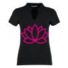 Women's corporate short-sleeved top v-neck mandarin collar (regular fit) Thumbnail