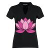 Women's corporate short-sleeved top v-neck mandarin collar (regular fit) Thumbnail