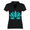 Women's corporate short-sleeved top v-neck mandarin collar (regular fit) Thumbnail