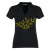 Women's corporate short-sleeved top v-neck mandarin collar (regular fit) Thumbnail