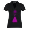 Women's corporate short-sleeved top v-neck mandarin collar (regular fit) Thumbnail