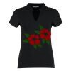 Women's corporate short-sleeved top v-neck mandarin collar (regular fit) Thumbnail