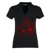 Women's corporate short-sleeved top v-neck mandarin collar (regular fit) Thumbnail