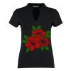 Women's corporate short-sleeved top v-neck mandarin collar (regular fit) Thumbnail