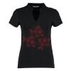Women's corporate short-sleeved top v-neck mandarin collar (regular fit) Thumbnail