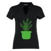 Women's corporate short-sleeved top v-neck mandarin collar (regular fit) Thumbnail