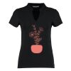 Women's corporate short-sleeved top v-neck mandarin collar (regular fit) Thumbnail