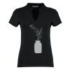 Women's corporate short-sleeved top v-neck mandarin collar (regular fit) Thumbnail