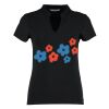 Women's corporate short-sleeved top v-neck mandarin collar (regular fit) Thumbnail