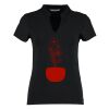 Women's corporate short-sleeved top v-neck mandarin collar (regular fit) Thumbnail