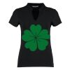 Women's corporate short-sleeved top v-neck mandarin collar (regular fit) Thumbnail