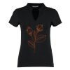 Women's corporate short-sleeved top v-neck mandarin collar (regular fit) Thumbnail