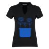 Women's corporate short-sleeved top v-neck mandarin collar (regular fit) Thumbnail