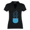 Women's corporate short-sleeved top v-neck mandarin collar (regular fit) Thumbnail