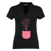 Women's corporate short-sleeved top v-neck mandarin collar (regular fit) Thumbnail