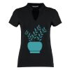 Women's corporate short-sleeved top v-neck mandarin collar (regular fit) Thumbnail