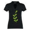 Women's corporate short-sleeved top v-neck mandarin collar (regular fit) Thumbnail