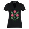 Women's corporate short-sleeved top v-neck mandarin collar (regular fit) Thumbnail