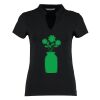 Women's corporate short-sleeved top v-neck mandarin collar (regular fit) Thumbnail