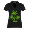 Women's corporate short-sleeved top v-neck mandarin collar (regular fit) Thumbnail