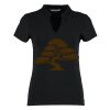 Women's corporate short-sleeved top v-neck mandarin collar (regular fit) Thumbnail