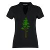 Women's corporate short-sleeved top v-neck mandarin collar (regular fit) Thumbnail